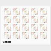 Sticker Carré Chic aquarelle fleurs rousses verdure 70 ans (Feuille)