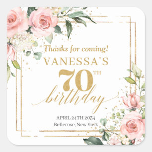 Sticker Carré Chic aquarelle fleurs rousses verdure 70 ans