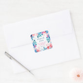 Sticker Carré Chic Aquarelle Floral Merci d'anniversaire (Enveloppe)