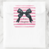 Sticker Carré Chic Black Bow Pink White Stripe (Sac)