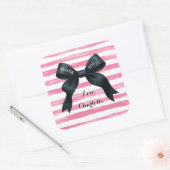 Sticker Carré Chic Black Bow Pink White Stripe (Enveloppe)
