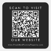 Sticker Carré Chic Black Business Mariage Site Web QR Code (Devant)
