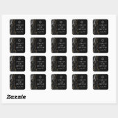 Sticker Carré Chic Black Gold Agate Bar Mitzvah Party (Feuille)