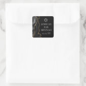 Sticker Carré Chic Black Gold Agate Bar Mitzvah Party (Sac)