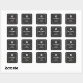 Sticker Carré Chic Black & Silver Disco Ball 18ème anniversaire (Feuille)