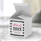 Sticker Carré Chic Black Stripes Pink Classe de 2025 Graduation
