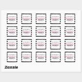 Sticker Carré Chic Black & White Stripes Bachelorette Rose (Feuille)