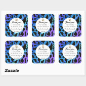 Sticker Carré Chic Blue Black Cow Spots Merci (Feuille)