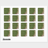 Sticker Carré Chic Boho Fleur sauvage Rustic Moss Green Mariage (Feuille)