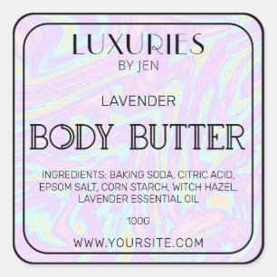Sticker Carré Chic Bold Moderne Holographique Spa de beurre Étiq