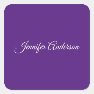 Sticker Carré Chic Calligraphie Elégant Royal Purple Personnalis