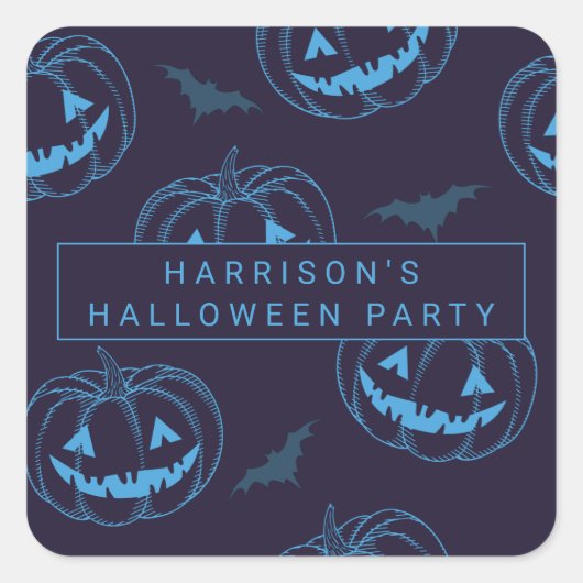 Sticker Carré Chic chauves-souris Citrouilles Halloween (Devant)
