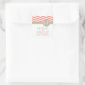 Sticker Carré Chic Chevron Monogramme | corail (Sac)