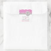 Sticker Carré Chic Chevron Monogramme | fuschia (Sac)