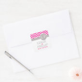 Sticker Carré Chic Chevron Monogramme | fuschia (Enveloppe)