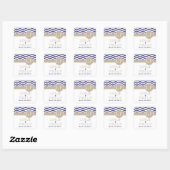 Sticker Carré Chic Chevron Monogramme | marine (Feuille)