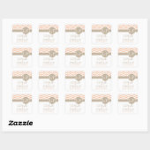 Sticker Carré Chic Chevron Monogramme | pêche (Feuille)