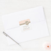 Sticker Carré Chic Chevron Monogramme | pêche (Enveloppe)