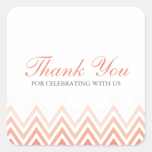 Sticker Carré Chic Coral Ombre Chevrons (Devant)