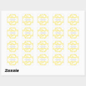 Sticker Carré Chic Damask Save Date Stickers, Jaune (Feuille)