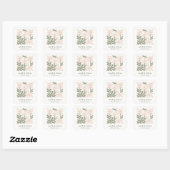 Sticker Carré Chic Dusky Blush Rétro Mariage Floral Minimal (Feuille)
