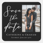 Sticker Carré Chic Écriture Couple Noir Blanc Photo Enregistrer  (Devant)