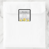 Sticker Carré Chic Elegant Rose Merci Mariage argent (Sac)