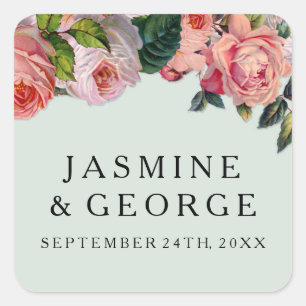 Sticker Carré Chic et MODERNE Grille large avec Rose, Vert menth