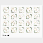 Sticker Carré Chic Eucalyptus Vert Mariage Faveur géométrique (Feuille)