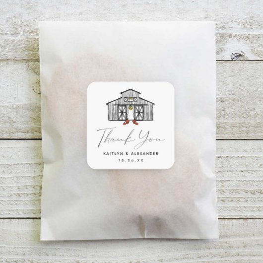 Sticker Carré Chic Fall Barn Merci Mariage