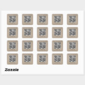 Sticker Carré Chic Faux Kraft Acheter l'épouse A Drink QR Code (Feuille)
