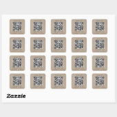 Sticker Carré Chic Faux Kraft Business Social Media QR Code (Feuille)