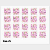 Sticker Carré Chic Fleur Rose Pâle Merci Chic Féminin (Feuille)