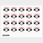 Sticker Carré Chic Français Black Monogrammes Mariage damassé Ét (Feuille)