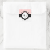Sticker Carré Chic Français Black Monogrammes Mariage damassé Ét (Sac)