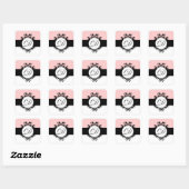 Sticker Carré Chic Français Black Monogrammes Mariage damassé Ét (Feuille)