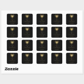 Sticker Carré Chic Gold Black Heart Lace Effect Love & Thanks (Feuille)