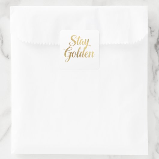Sticker Carré Chic Gold Script Motivation Message (Sac)