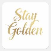 Sticker Carré Chic Gold Script Motivation Message (Devant)