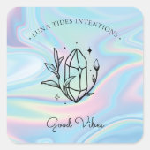 Sticker Carré Chic Holographique Magique Intention Candles Étiqu (Devant)