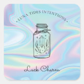 Sticker Carré Chic Holographique Magique Intention Candles Étiqu (Devant)