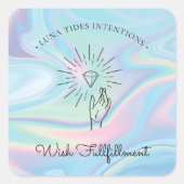 Sticker Carré Chic Holographique Magique Intention Candles Étiqu (Devant)