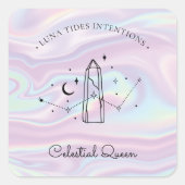 Sticker Carré Chic Holographique Magique Intention Candles Étiqu (Devant)