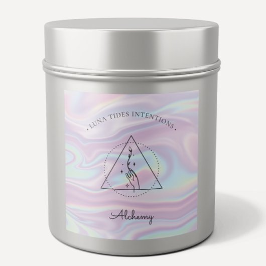 Sticker Carré Chic Holographique Magique Intention Candles Étiqu
