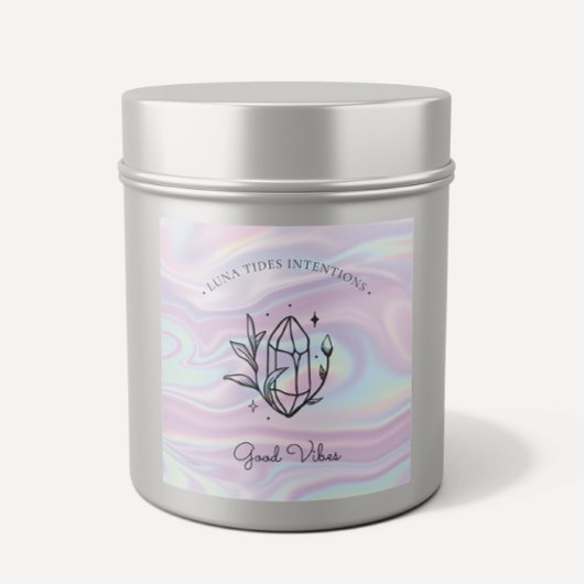 Sticker Carré Chic Holographique Magique Intention Candles Étiqu