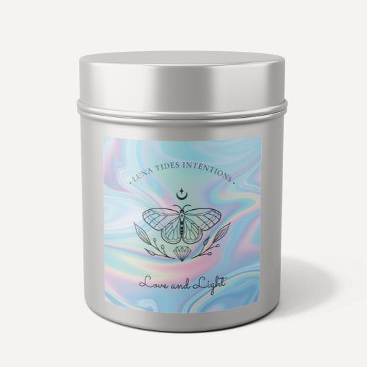 Sticker Carré Chic Holographique Magique Intention Candles Étiqu