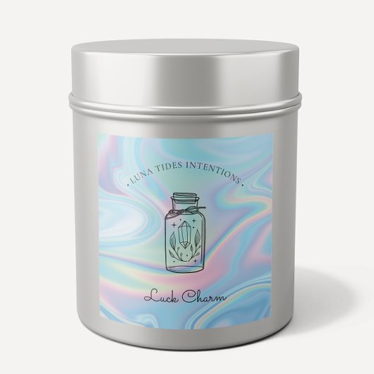 Sticker Carré Chic Holographique Magique Intention Candles Étiqu