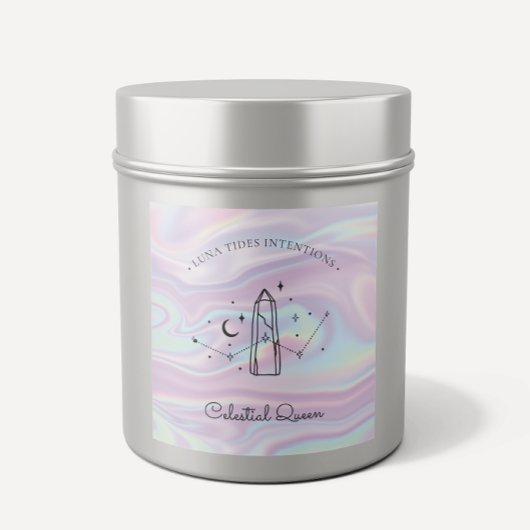 Sticker Carré Chic Holographique Magique Intention Candles Étiqu