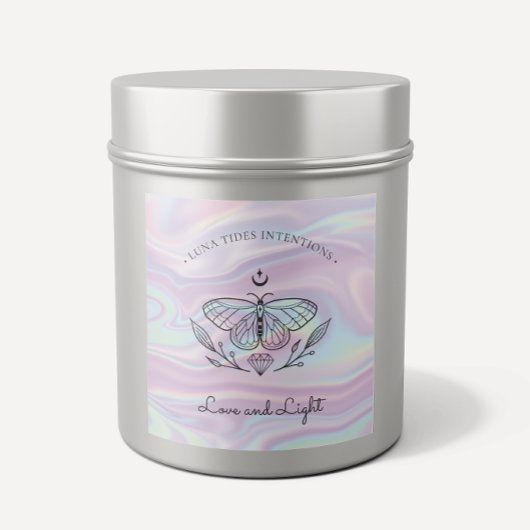 Sticker Carré Chic Holographique Magique Intention Candles Étiqu