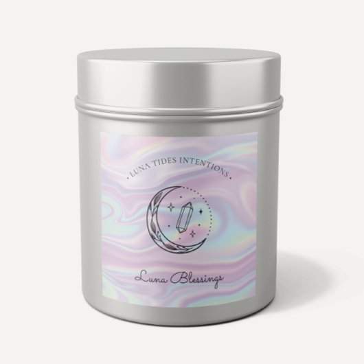 Sticker Carré Chic Holographique Magique Intention Candles Étiqu